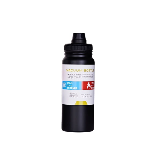 Bearachild Taza térmica con aislamiento al vacío, botella de agua de acero inoxidable, portátil, para el hogar, la escuela, la oficina, el gimnasio, Cocina y Comedor Negro 600ml Bearachild HA067366-01