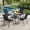Black-Black, variant on DIFY 5-Piece Patio Dining Set for 4, 37.8" Metal Square Table with 4 Stackable Chairs, Walnut&Brown