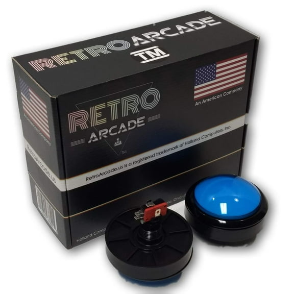 Arcade Game Round Big Dome Illuminated Button for arcade and crane machines Blue