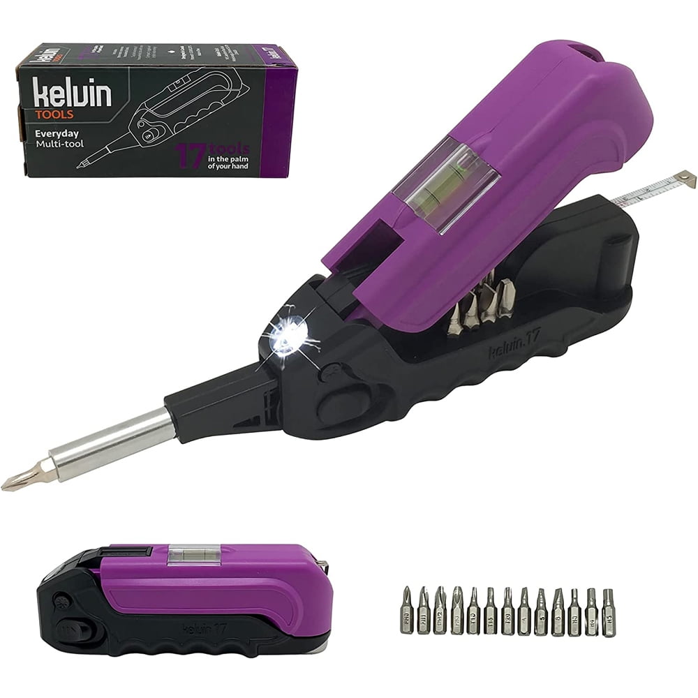 Kelvin K17BLKPUR-01 The Everyday Multi-Tool with Flashlight Purple 2 Pack
