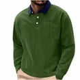 thumbnail image 3 of RongHuan Men's Big and Tall Corduroy Shirt Lightweight Quarter Button Golf Shirts Casual Long Sleeve T-Shirts Vintage Lapel Tops, 3 of 10