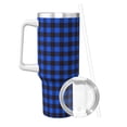 thumbnail image 2 of Sikiie Buffalo Plaid Blue Black Insulated Stainless Water Bottle Lid Travel Mug Cup Insulated Tumblers Cup 40oz Ice Bully With Handle, 2 of 8