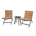 thumbnail image 5 of Yangming 3 Piece Rattan Patio Chairs, Foldble Balcony Furniture Set with Outdoor Lounge Seating and Side Table，Brown, 5 of 6