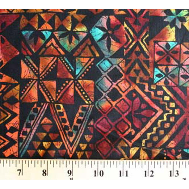 Cotton Batik Look Coral Reef Tropics Geometric Aztec Mayan Screen Print On Black Cotton Fabric Print By The Yard 3573h 6j Walmart Com Walmart Com