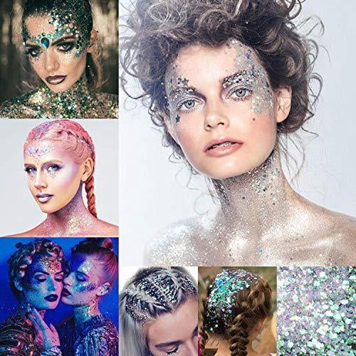 100g Holographic Chunky Glitter, Craft Glitters for Arts & Crafts, Cosmetic  Chunky Mixed Glitter, Body Glitter for Makeup, Face, Hair, Lips, Nails,  Festival (Galaxy Blue)