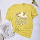 thumbnail image 1 of Fiudx Tops para Mujer Blusas con Estampado de Flores para Mujer Top de Manga Corta con Cuello Redondo, 1 of 4