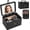 01-Black, variant on Travel Makeup Bag With LED Mirror, Cosmetic Train Case with Light up Mirror, Portable Makeup Artist Organizer Bag with Adjustable Dividers, Makeup Brush Holder Storage, Black