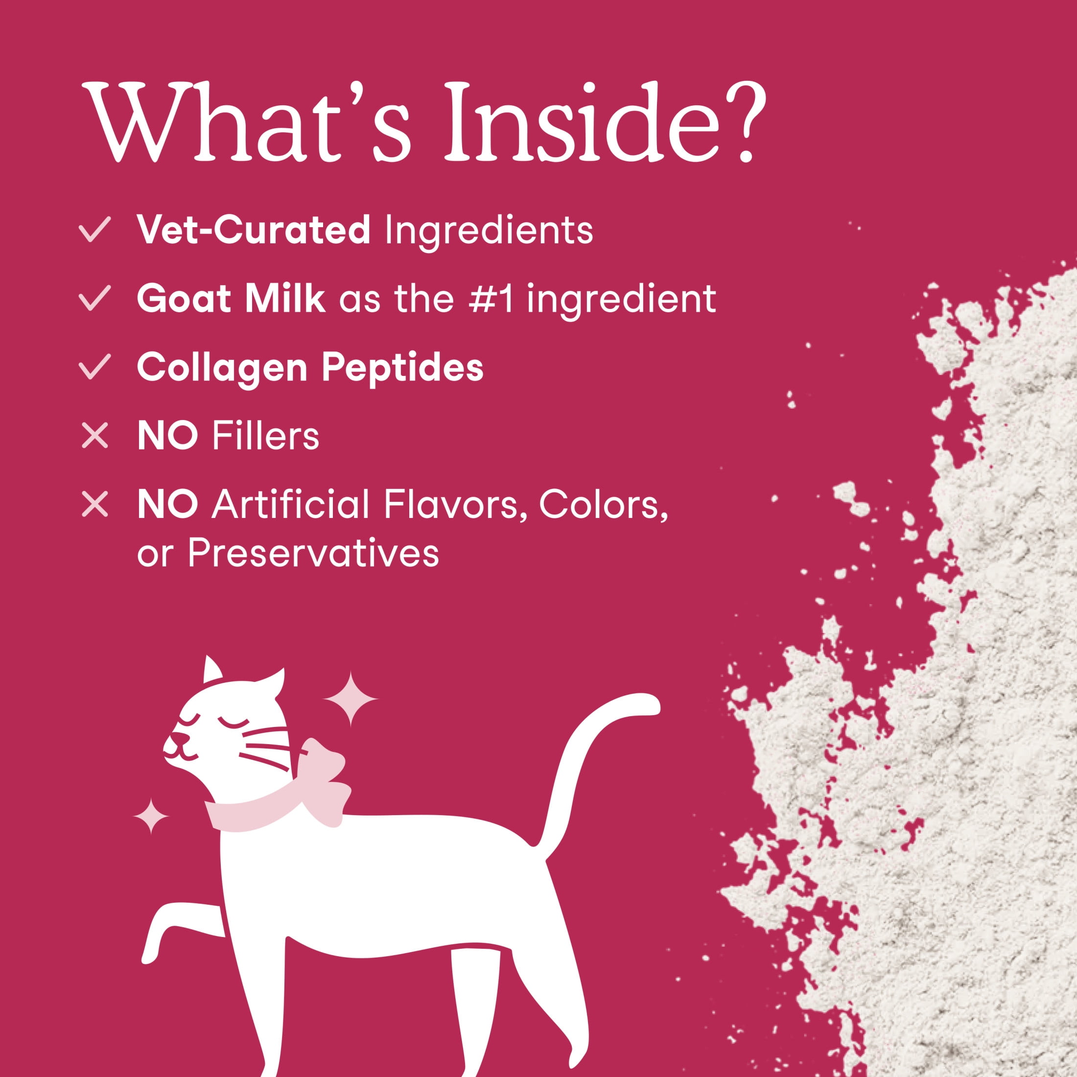 Fera Pets Skin & Coat Goat Milk Topper for Dogs & Cats - With Collagen & Biotin - 60 Servings
