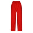 thumbnail image 3 of Manxivoo Cargo Pants for Women High Waisted Women's Loose Fit Summer Loungewear Baggy Elastic Waist Pant Straight Leg Trousers Cargo Pant Dickies Work Pants Red L, 3 of 4