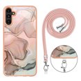thumbnail image 6 of Case for Samsung Galaxy A05s, Adjustable Detachable Crossbody Strap Neck Strap Silicone Bumper Marble Painted TPU Ultra Thin Shockproof Protective Phone Case Cover for Galaxy A05s, Rosegold, 6 of 7
