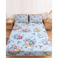 thumbnail image 2 of Twin XL Size Fitted Sheet Set - Pink Blue Flowers 2 Piece Bedding Sets 16" Deep Pocket Fitted Sheet with 1 Pillowcases, Spring Floral Pastoral Birds Leaves Brushed Microfiber Hotel Luxury Bed Sheets, 2 of 9