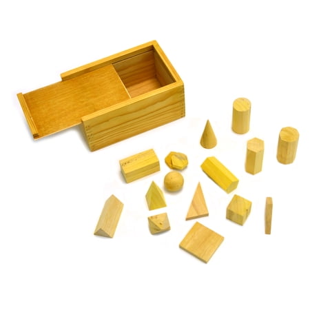 Wooden Geometric Shapes - 16 pieces with Wooden Storage Case.