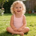 thumbnail image 3 of Paiwinds Summer Toddler Girls Sleeveless Bodysuit Scoop Neck Spaghetti Strap Bow Embossed Romper Casual Stretch Regular Fit Onesies for Baby Girls, 3 of 9