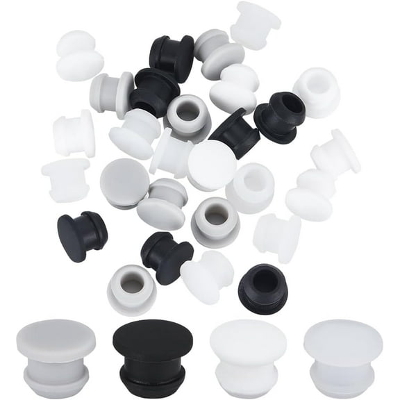 32PCS 4 Colors Silicone Stoppers for DIY Salt and Pepper Shakers 9mm Salt Plug Stopper Replacement Bottle Caps Reusable Round End Cap Corks for DIY Bottles Pots Home Kitchen Storage