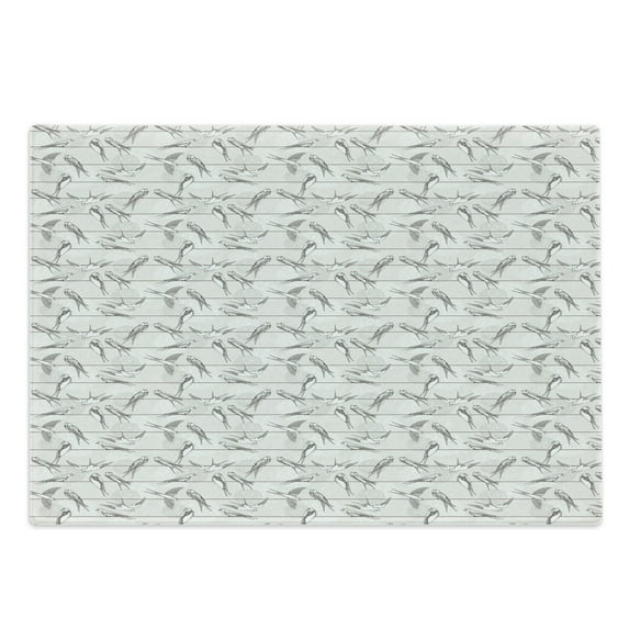 Birds Cutting Board, Spotted Neck Swallow and Red-Rumped Swallow Perching on Parallel Wires, Decorative Tempered Glass Cutting and Serving Board, in 3 Sizes, by Ambesonne