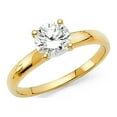 thumbnail image 2 of 14k White Gold Round Solitaire 1 ct CZ Domed Shank Engagement Ring, 2 of 2