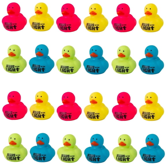 1 1/2" Mini Jesus Is the Light VBS Glow-in-the-Dark Rubber Ducks - 24 Pc.