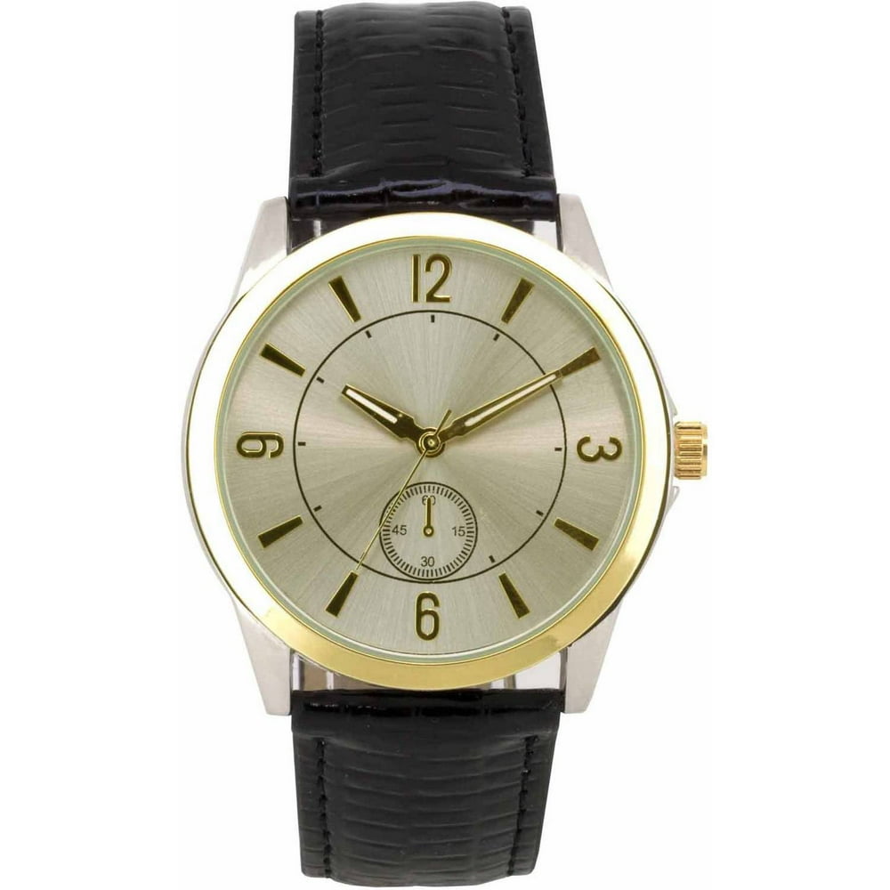 Accutime Watch Womens Two Tone Watch and Black Textured Band 8852WM