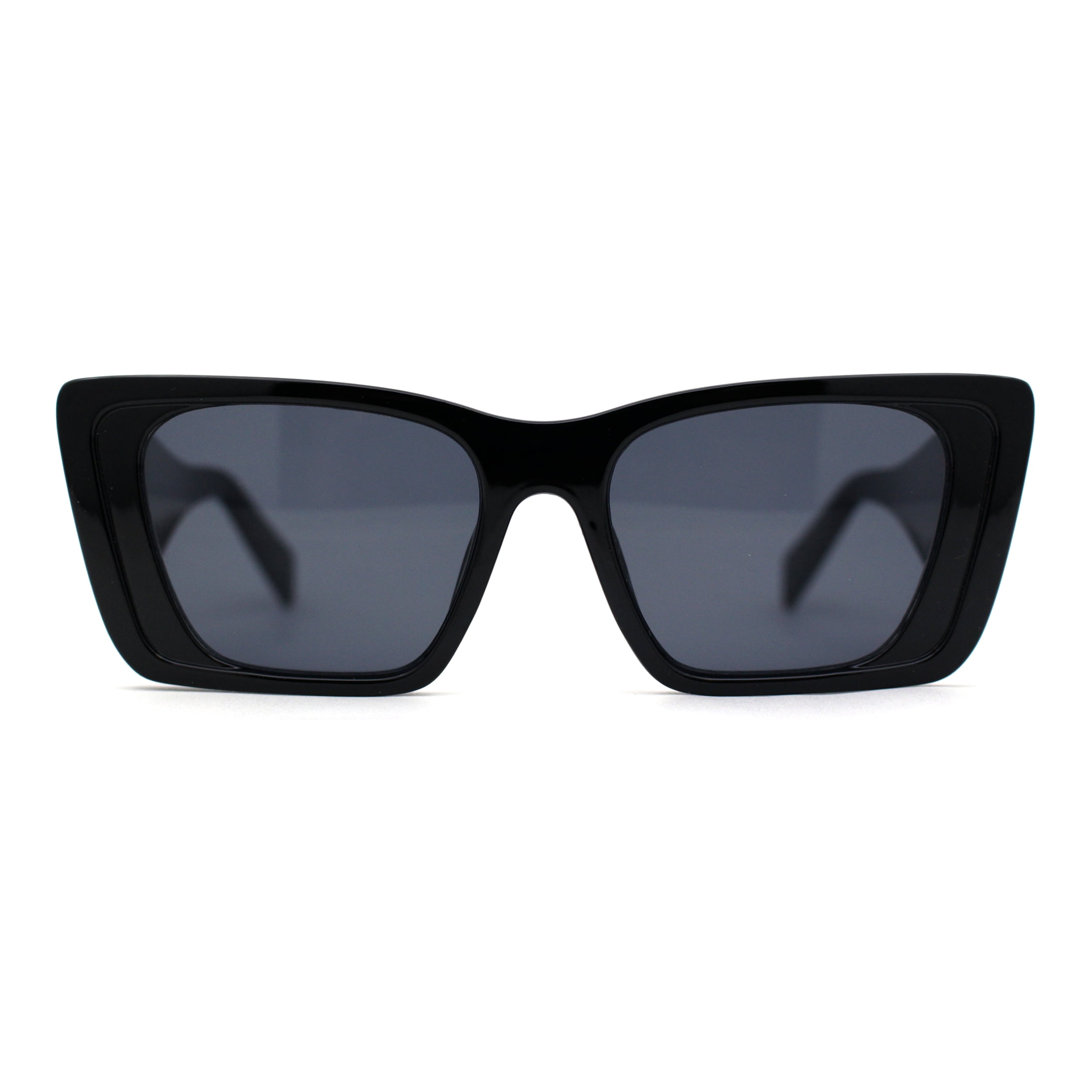 Beveled Frame Squared Mod Cat Eye Geometric Arm Plastic Sunglasses All ...