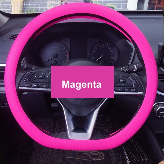 Plertrvy Silicone Steering Wheel Cover, Non-Slip Car Steering Wheel Protector, Hot Pink