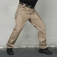 thumbnail image 2 of Caqnni Mens Cargo Pants Cotton Relaxed Fit Casual Pants with Multi-Pockets for Men (Khaki,M), 2 of 3