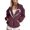 Wine, variant on Women's Monogram Butterfly Print Drawstring Hooded Thermal Sweatshirt Red XXL
