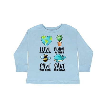 

Inktastic Earth Day Plant a Tree Save the Bees Save the Seas Love Your Mother Earth Gift Toddler Boy or Toddler Girl Long Sleeve T-Shirt