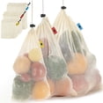 thumbnail image 2 of Matsuzay Bolsa de malla con cordón para frutas y verduras, bolsas reutilizables para productos de cocina, contenedor de alimentos de algodón, Almacenamiento y organización del hogar 14x20cm, 2 of 6