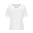 thumbnail image 5 of Crunowin Womens V Neck Tshirts Casual Loose Fit Short Sleeve Tops with Pockets White Size L, 5 of 8