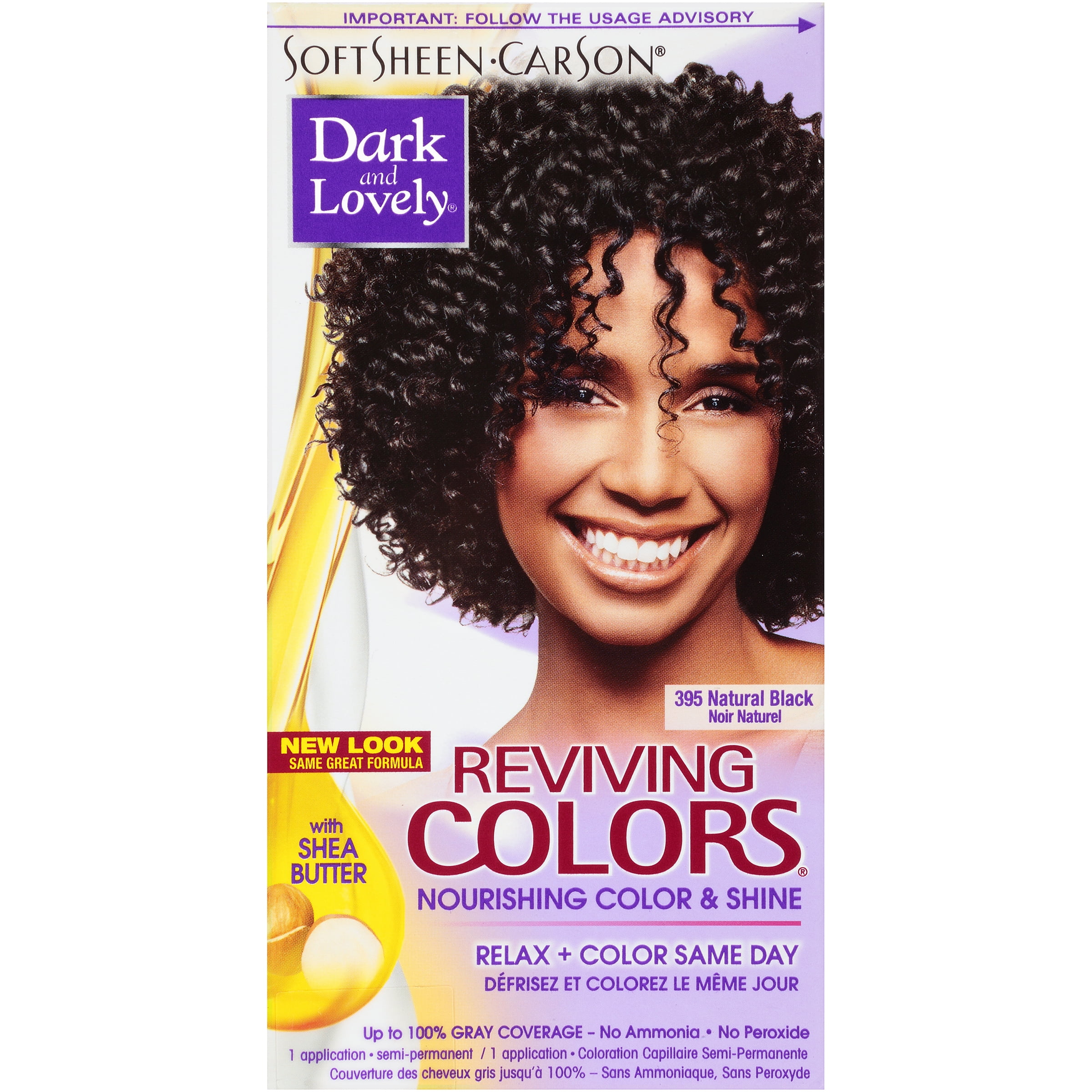Softsheen-Carson Dark and Lovely Semi Permanent Hair Color, Reviving Colors  Nourishing Color & Shine, Natural Black 395 - Walmart.com