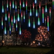 Christmas Lights, Meteor Shower Icicle String Lights, 18 Inches 8 Tubes 288 LED Christmas Lights Outdoor Dropping Lights, Hanging Falling Rain Lights Holiday Christmas Tree Lights, Multicolor