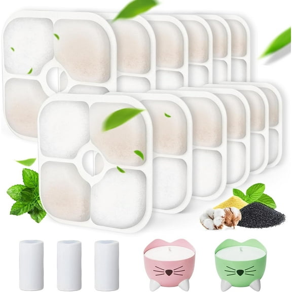 Cat 12 Pack Water Fountain Filter Replacement Filters with PIXI Pet Fountain