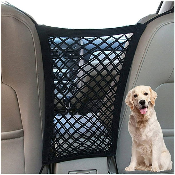 Barrera de red para perros y mascotas con organizador de malla de seguridad para el automóvil, bolsa de almacenamiento extensible para bebés, universal para automóviles y SUV, fácil instalación