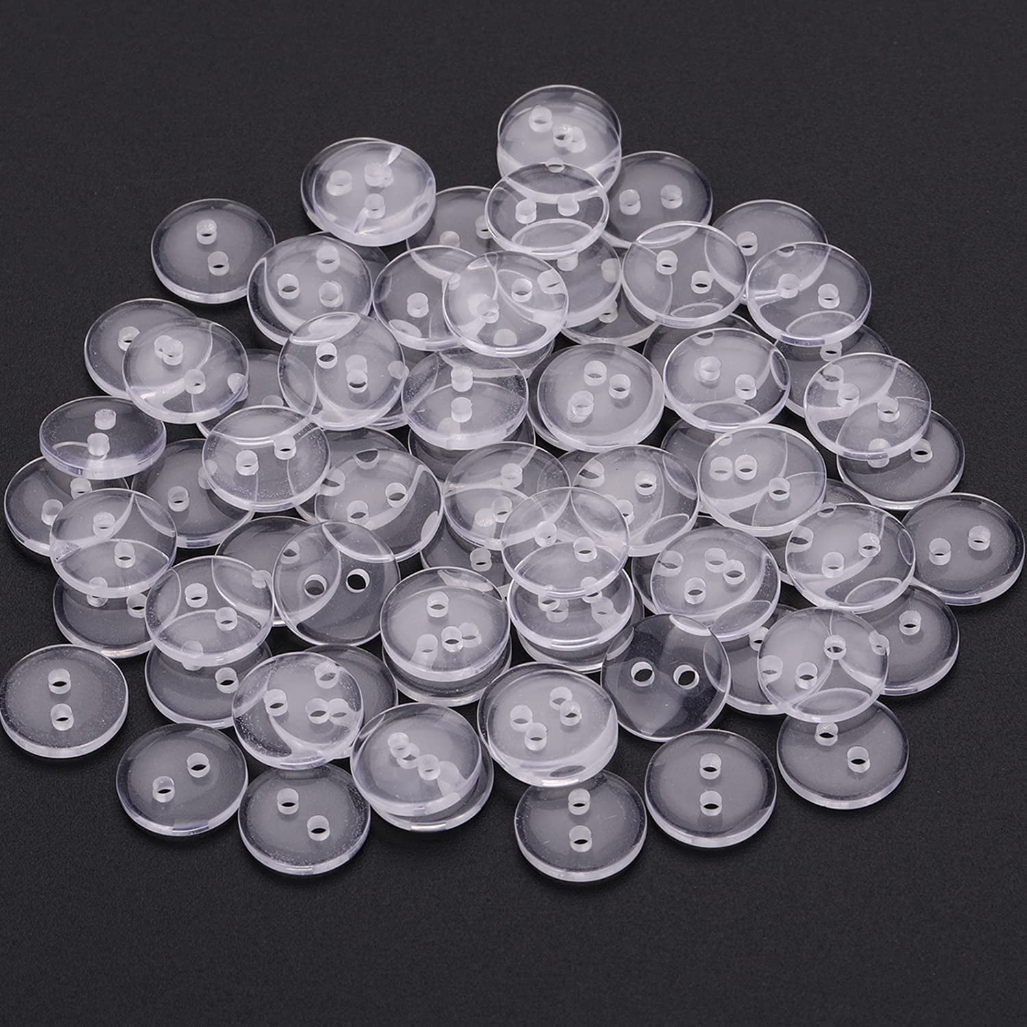  WedDecor 15mm Clear Plastic Round Buttons with 4 Holes
