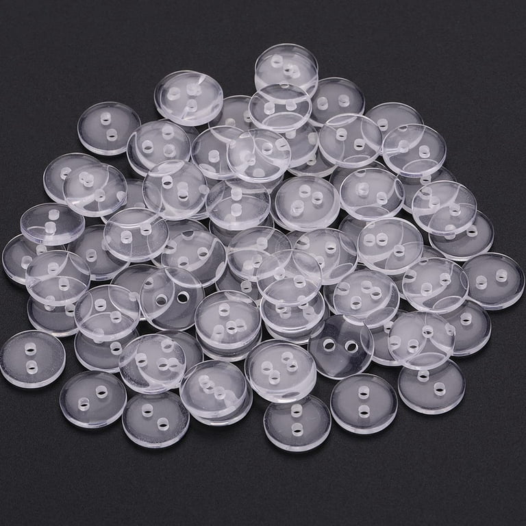 Trimming Shop 15mm Plastic Transparent Clear Round Backing Buttons with 2  Holes for Sewing, Art & Craft, Snap Fasteners, Scrapbooking, 10pcs 
