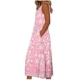 thumbnail image 4 of Bajo Vestido Pantalones Cortos Mujeres Casual Cuello Redondo Impresión Verano sin Mangas Bolsillos Vestido para Ocasiones Casuales, Diarias Y de Fiesta, 4 of 5