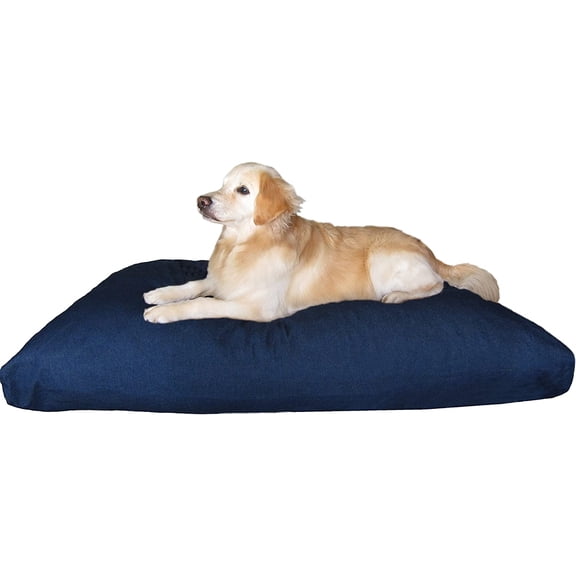 JIZHI XXL Orthopedic Memory Foam Dog Bed for Large Dogs, Waterproof, Washable Denim Cover, 55x37 Blue Pillow