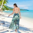 thumbnail image 7 of FORMRS Womens Long Sarong Beach Wrap Semi-Sheer Bikini Skirt Bathing Swimsuit Cover Up, Green Forest Pattern, 7 of 7