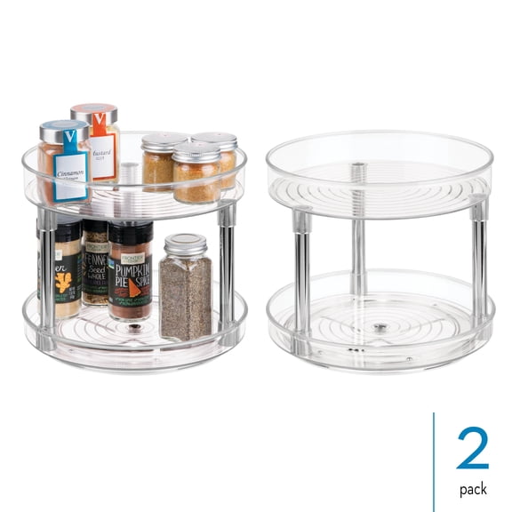 iDesign 9-Inch Plastic 2-Tier Lazy Susan Turntable - Ideal for Organizing Kitchen, Bathroom, or Home Office