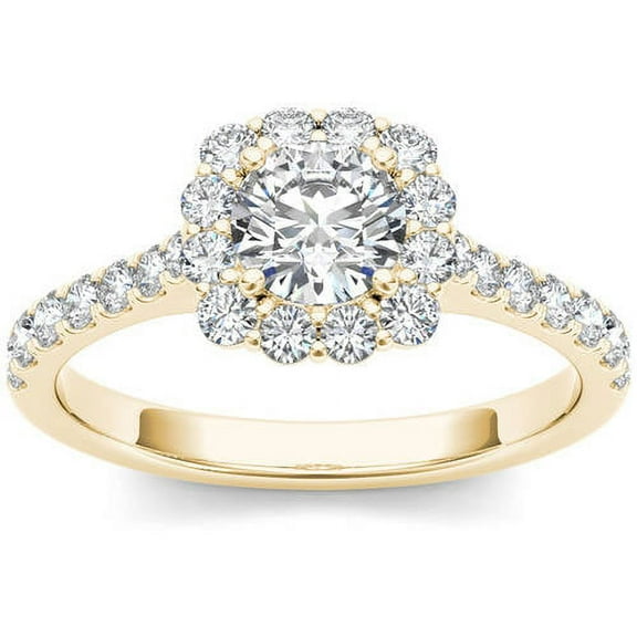 1-1/4 Carat T.W. Diamond Single Halo 14kt Yellow Gold Engagement Ring