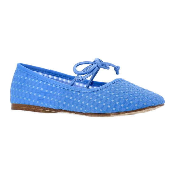 Madden NYC Little and Big Girls' Gingham Mesh Ballet Flats