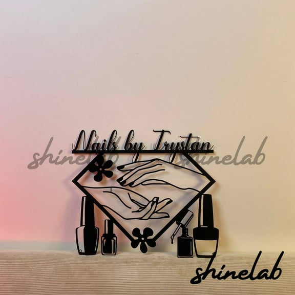 Shinelab Nail Salon Metal Sign, Custom Name Salon LED Wall Art, Shop n Home Decor 8693