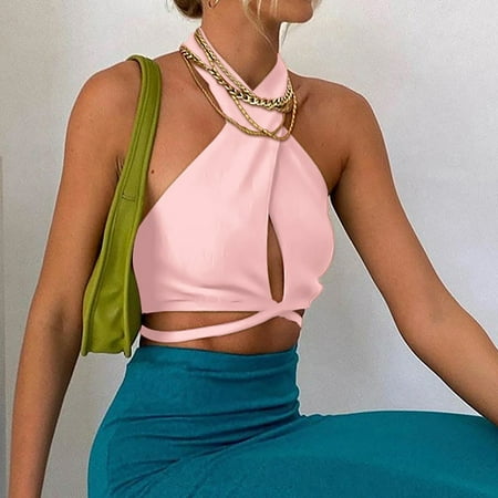 SNKSDGM Female Ribbed Tank Tops for Women Built in Bra Plus Size Summer Tank Tops for Women Crop Women Casual Solid Vest Tank Shirt Sleeveless Slim Neck Backless Tops S