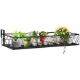 thumbnail image 1 of Outsunny 32'' x 12'' Hanging Flower Pot Stand Rack with Hooks, Metal Plant Pot Holder, Railing Shelf, Windows Decorate for Outdoor Garden Balcony Fence Patio, 1 of 10