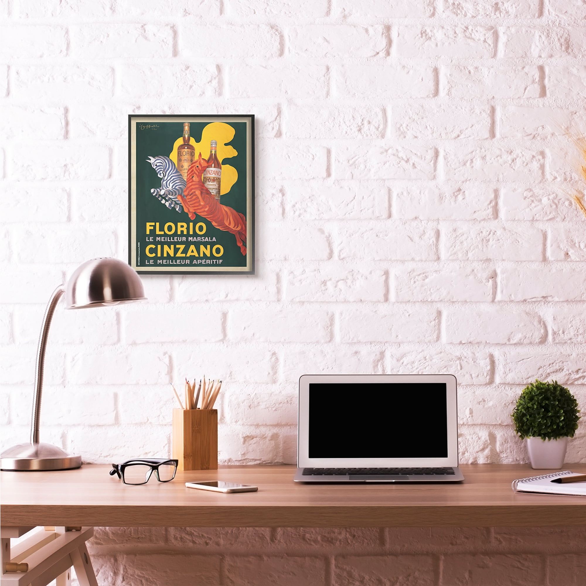 Stupell Industries Florio Cinzano Vintage Poster Drink Design Graphic Art Black Framed Art Print Wall Art, 16x20, by Marcello Dudovich