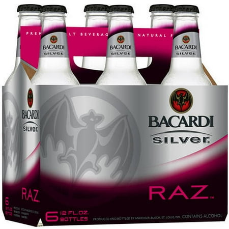 Bacardi Silver Raz Malt Beverage, 6 pack, 12 fl oz bottles