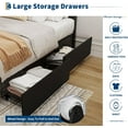 thumbnail image 5 of Garvee King Rattan Bed Frame with Headboard, Boho Cane Platform, 4 Storage Drawers, Sturdy Metal Slats, Noise-Free, No Box Spring Needed, Black, 5 of 8