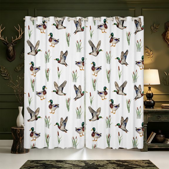 Manfei Aquatic Bird Pattern Blackout Curtains,Farmhouse Cabin Window Curtains Pack of 2 (38x45 Each)