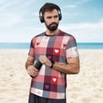 thumbnail image 4 of Wukai Heart Plaid Print Men's Short-Sleeved Mesh T-Shirt,Quick-Dry Short Sleeve Workout T-Shirt-XX-Large, 4 of 8
