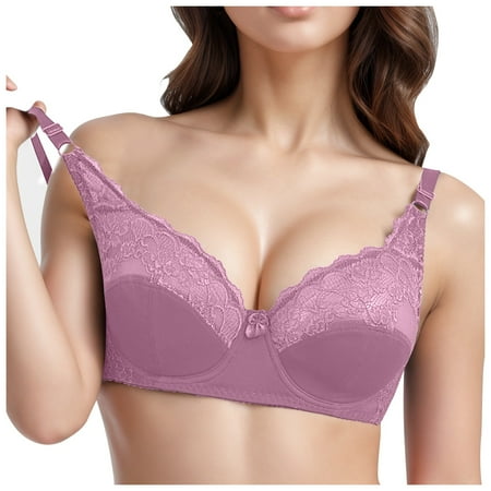 OJSFQUFP Comfortable Bras Summer Slim Breathable Sexy Plus Size Bra Adjustable Lace Lingerie with Underwire Comfort Basic Pretty Bra 85C